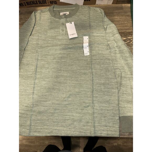 NWT Goodfellow & Co Men's Medium Sage Green Long Sleeve Textured Henley. NWT - Picture 4 of 8